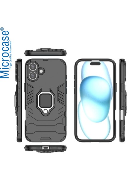 Apple iPhone 16 ile Uyumlu Batman Serisi Yüzük Standlı Armor Kılıf - Siyah AL3349 modelleri