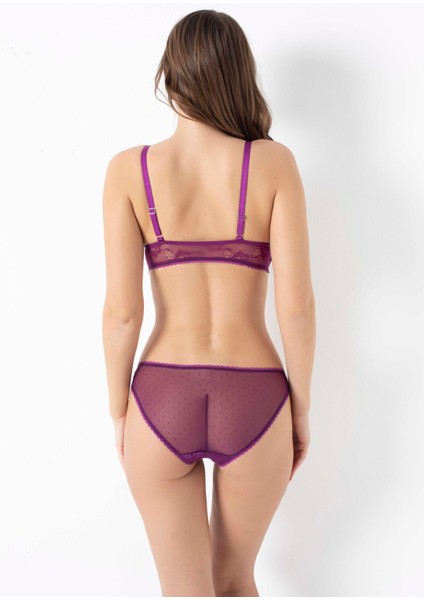 Kadın Balensiz Desteksiz Dolgusuz Dantelli Bralet Sütyen ve Slip Takım