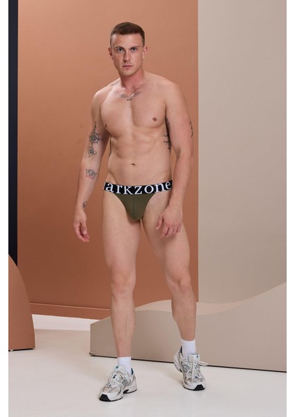 Erkek Haki Geniş Lastikli Slip Külot