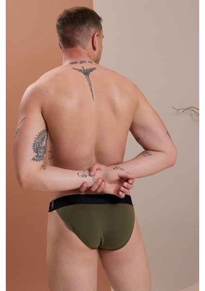 Erkek Haki Geniş Lastikli Slip Külot