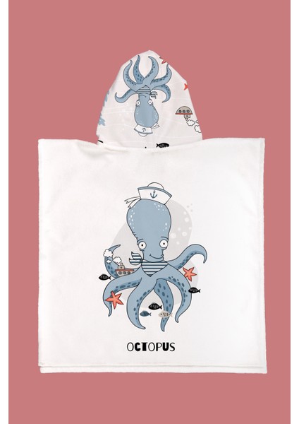 Sailor Octopus Çocuk Panço Plaj Havlusu