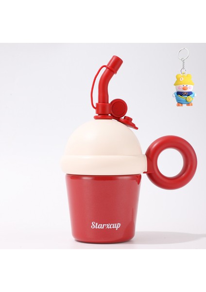 Sevimli Çocuk Termos Bardak Basit Pipetli Bardak Paslanmaz Çelik Taşınabilir Masaüstü Bardak Saplı Büyük Göbek Bardak (Yurt Dışından)