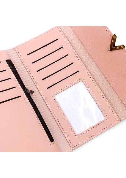 Moda Basit Kadın Uzun Cüzdan Büyük Kapasiteli Kart Tutucu Para Cüzdanı Clutch Fermuarlı Kadın Cüzdanı (Yurt Dışından)