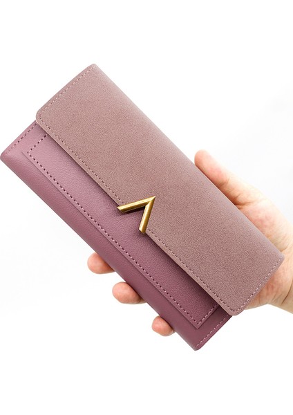 Moda Basit Kadın Uzun Cüzdan Büyük Kapasiteli Kart Tutucu Para Cüzdanı Clutch Fermuarlı Kadın Cüzdanı (Yurt Dışından)