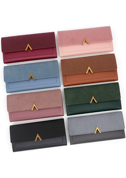 Moda Basit Kadın Uzun Cüzdan Büyük Kapasiteli Kart Tutucu Para Cüzdanı Clutch Fermuarlı Kadın Cüzdanı (Yurt Dışından)