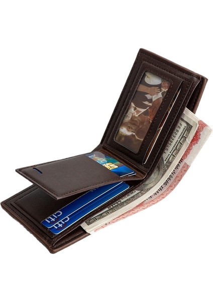 Erkek Cüzdan Kısa Çanta Basit Kart Tutucu Moda Clutch Taşınabilir Para Cüzdanı (Yurt Dışından)