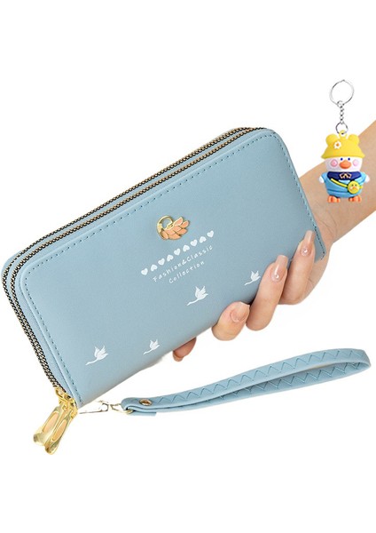 Bayanlar Uzun Cüzdan Moda Çift Fermuar Büyük Kapasiteli Bileklik Cep Telefonu Clutch (Yurt Dışından)
