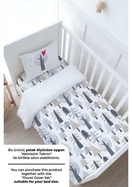 Anne Yanı Beşik Lastikli Çarşaf Seti - Iconic Serisi - Kış Çamları modelleri