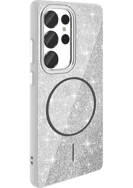 Samsung Galaxy S25 Ultra Kılıf Magsafe Şarj Özellikli Parlayan Simli Zore Okso Kapak + Nano Ekran Koruyucu modelleri