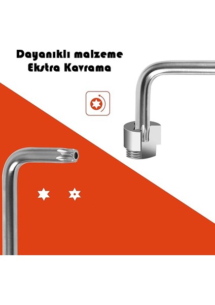 9 Pcs Uzun Boy Tork Alyan Anahtar Takımı - 9 Parça Yıldız Anahtar Seti-Kromvanadyumçelik