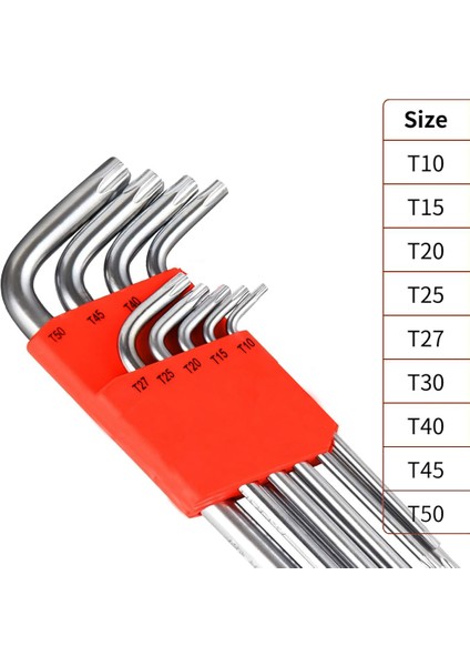 9 Pcs Uzun Boy Tork Alyan Anahtar Takımı - 9 Parça Yıldız Anahtar Seti-Kromvanadyumçelik