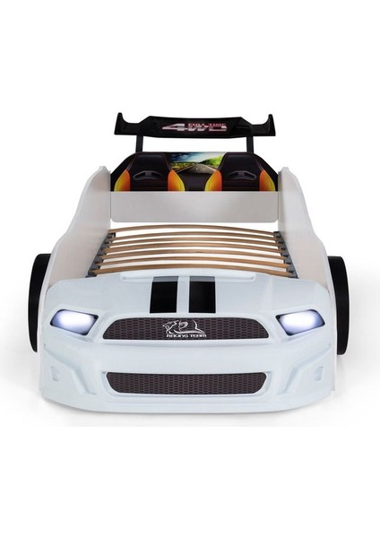 Beyaz Arabalı Yatak Sport Mst Işıklı +Ortopedik Yatak