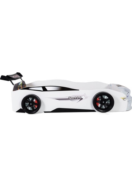 Beyaz Arabalı Yatak Sport Mst Işıklı +Ortopedik Yatak