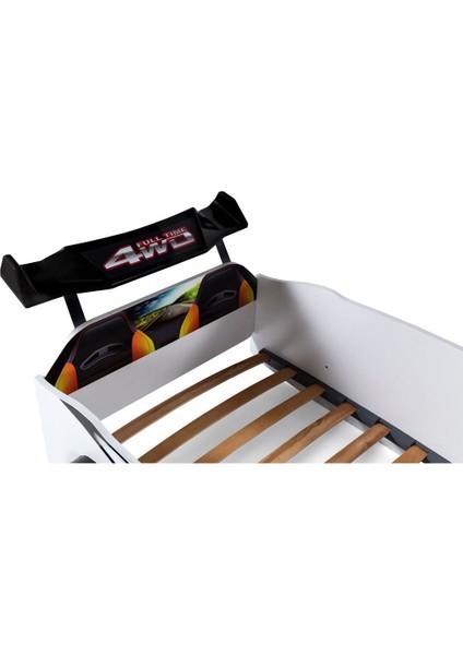 Beyaz Arabalı Yatak Sport Mst Işıklı +Ortopedik Yatak