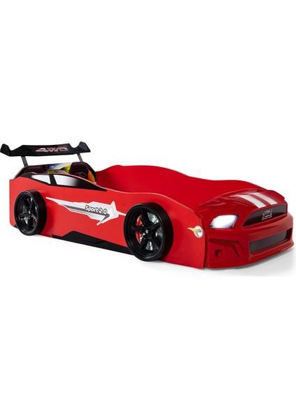 Bazalı Kırmızı Arabalı Yatak Sport Mst Işıklı