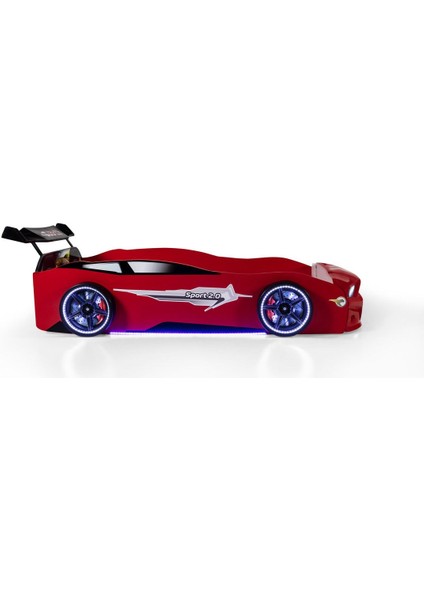 Kırmızı Arabalı Yatak Sport Mst Full Ledli Kumandalı Baza Ortopedik Yatak