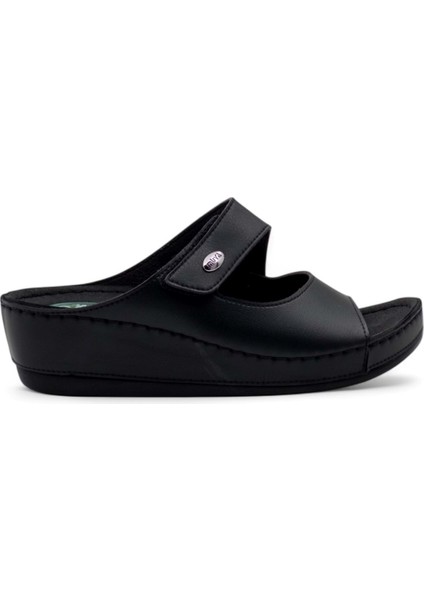 Anyar Anatomik Taban Jel Destekli Dört Mevsim Kadın Terlik Siyah