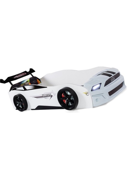 Bazalı Beyaz Arabalı Yatak Sport Mst Işıklı
