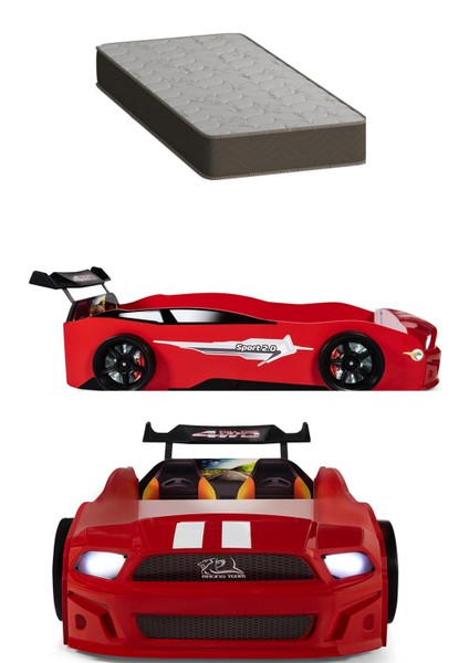 Kırmızı Arabalı Yatak Sport Mst Işıklı Ortopedik Yatak