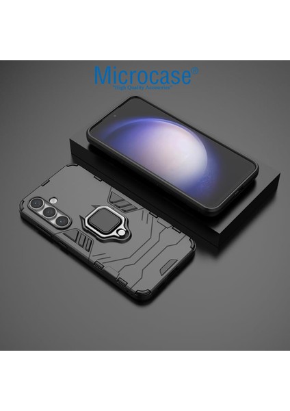 Samsung Galaxy S24 Fe ile Uyumlu Batman Serisi Yüzük Standlı Armor Kılıf - Siyah AL3349