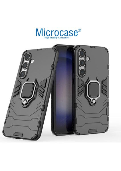 Samsung Galaxy S24 Fe ile Uyumlu Batman Serisi Yüzük Standlı Armor Kılıf - Siyah AL3349