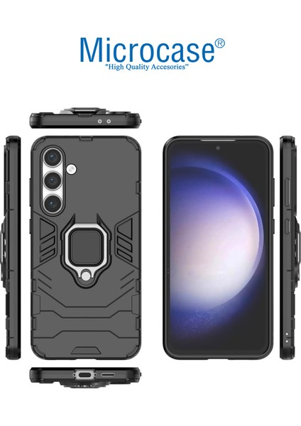 Samsung Galaxy S24 Fe ile Uyumlu Batman Serisi Yüzük Standlı Armor Kılıf - Siyah AL3349
