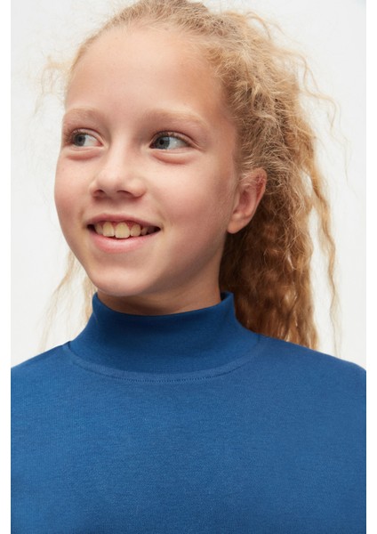 İndigo Basic Kışlık Yarım Balıkçı Yaka Uzun Kollu Kız Çocuk Tişört modelleri
