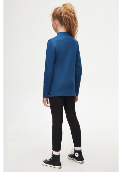 İndigo Basic Kışlık Yarım Balıkçı Yaka Uzun Kollu Kız Çocuk Tişört fırsatları
