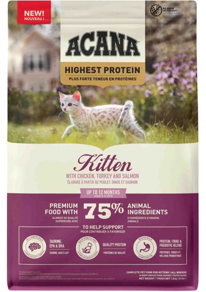 Kitten Hindi ve Somon Balıklı Tahılsız Yavru Kedi Maması 1.8 kg
