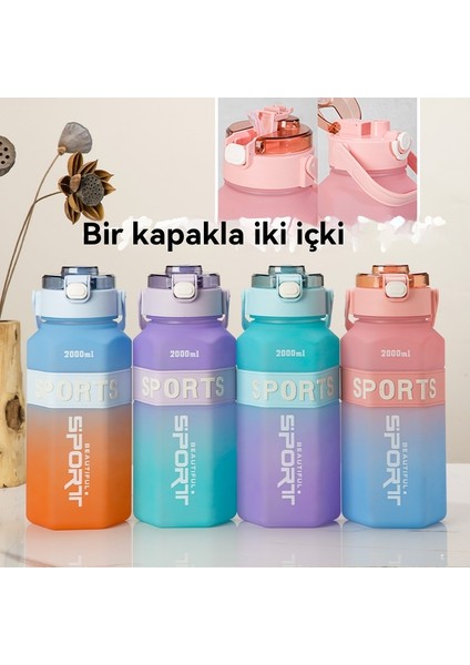 200ML Çift Içecek Gradyan Taşınabilir Altıgen Spor Su Şişesi (Yurt Dışından) fırsatları