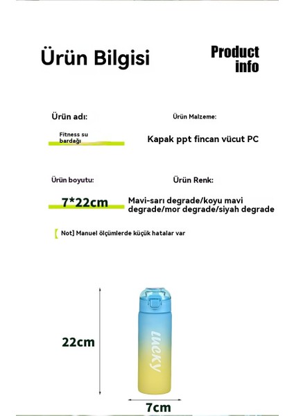650ML Yüksek Dereceli Mat Gradyan Renk Taşınabilir Spor Su Şişesi (Yurt Dışından)