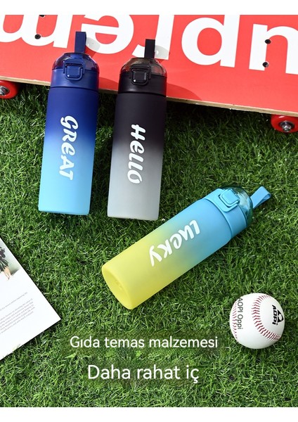 650ML Yüksek Dereceli Mat Gradyan Renk Taşınabilir Spor Su Şişesi (Yurt Dışından)
