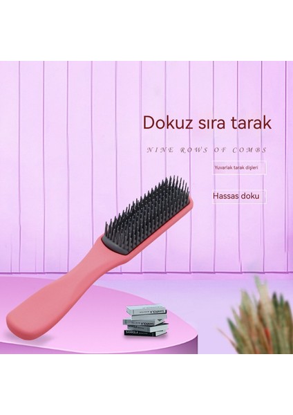 Erkek Yağ Kafa Büyük Sırt Şekli Dokuz Sıra Isıya Dayanıklı Anti-Statik Dokuz Sıra Tarağı (Yurt Dışından)