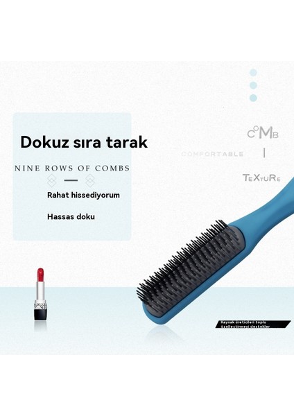 Erkek Yağ Kafa Büyük Sırt Şekli Dokuz Sıra Isıya Dayanıklı Anti-Statik Dokuz Sıra Tarağı (Yurt Dışından)