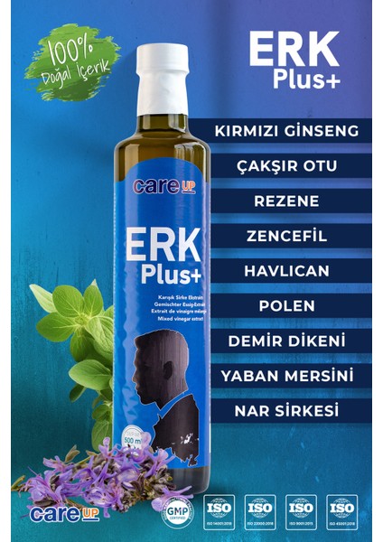Erk Plus+ Ginseng , Çakşır , Demir Dikeni Sirke Ekstrakt Karışımı 500 ml