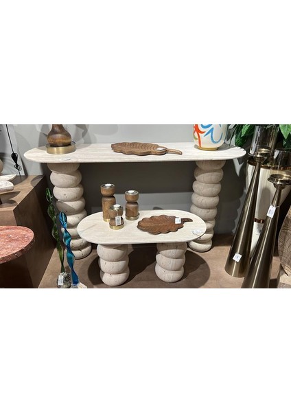 Evza Mermer Traverten Boğum Ayaklı Dresuar 45*140*80 cm