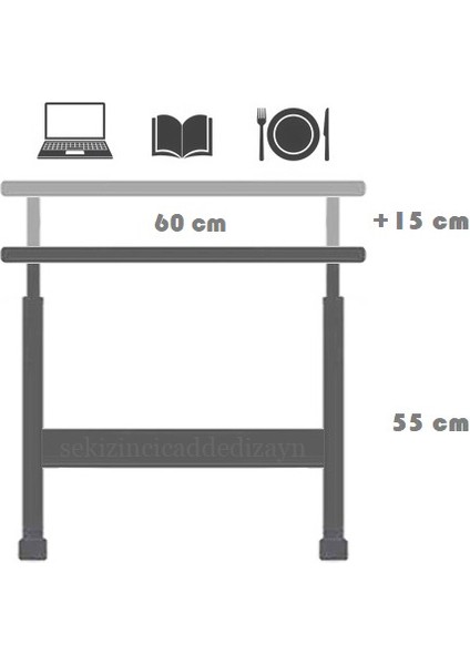 Yükseklik Ayarlı Laptop Sehpası Çalışma Masası Yemek Sehpası - Atlantik Çam