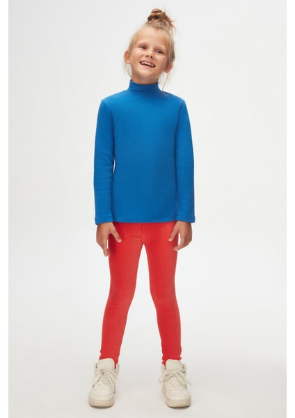 Saks Basic Kışlık Yarım Balıkçı Yaka Uzun Kollu Kız Çocuk Tişört