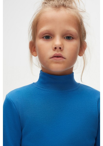 Saks Basic Kışlık Yarım Balıkçı Yaka Uzun Kollu Kız Çocuk Tişört modelleri