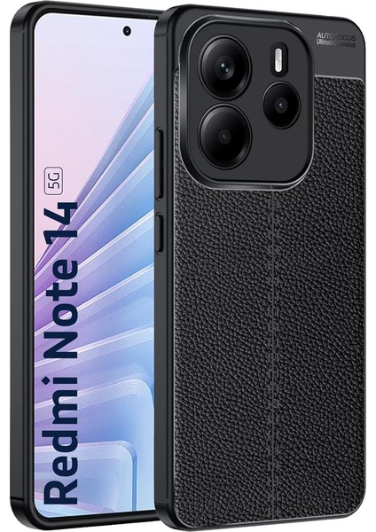 Xiaomi Redmi Note 14 5g ile Uyumlu Leather Serisi Deri Efekt Silikon Kılıf - Siyah AL3337