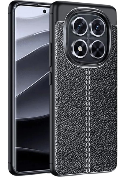 Xiaomi Redmi Note 14 Pro 5g ile Uyumlu Leather Serisi Deri Efekt Silikon Kılıf - Siyah AL3337