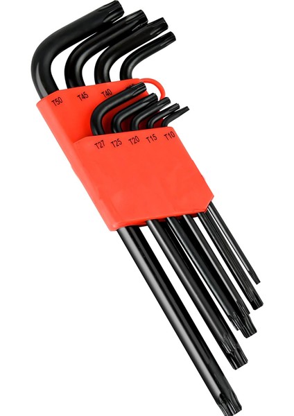 9parça Siyah Uzun Tork Alyan Anahtar Takımı -Tork Alyan Seti - 9 Pcs Black Cr-V Torx