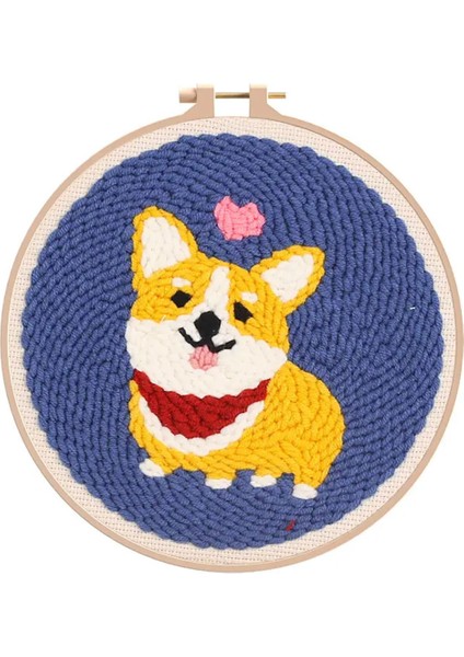 Kasnaklı Goblen Punch (Panç) Işleme Seti 20 cm Köpek Deseni