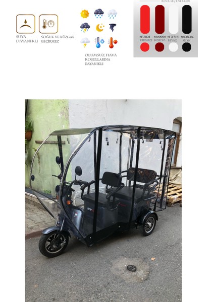 Stmax Elit 960 - 3 Tekerli Motor Brandası - Siyah Renk