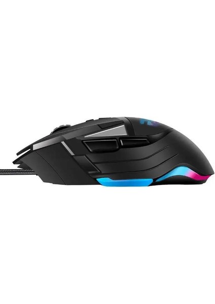 Primex G502 USB Siyah Rgb Işıklı 7200DPI Gaming Oyuncu Mouse, 8 Tuşlu USB Örgülü Kablolu Gaming Mouse, G502 Mouse