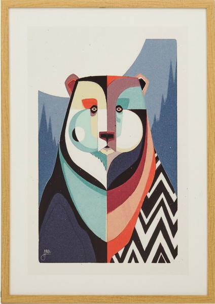 Deco Bear Tablo - Renkli - 50X70 cm