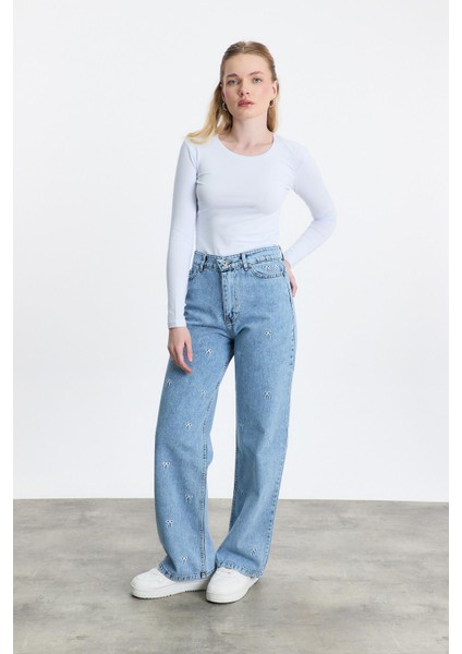 2228 Fiyonk Nakışlı Jean Buzkar