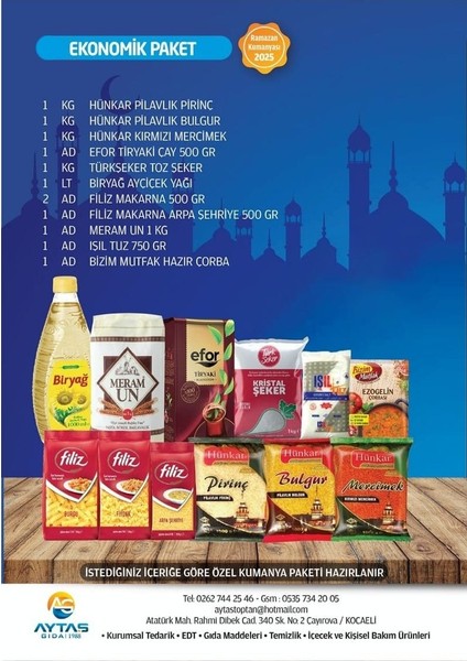 Gıda Erzak Kumanya Kolisi Ekonomik Paket modelleri