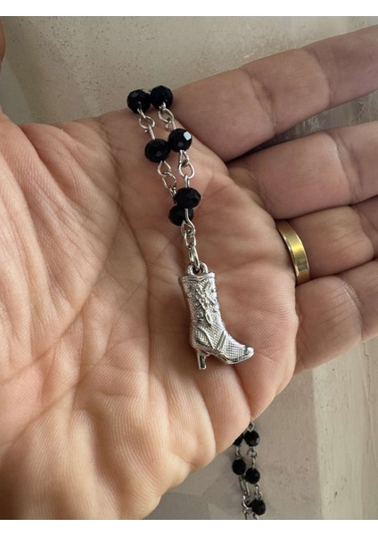 Boncuk Siyah Zincir Üzerine Çizme Gotik Kadın Kolye fiyatları
