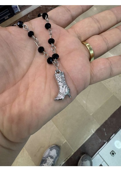 Boncuk Siyah Zincir Üzerine Çizme Gotik Kadın Kolye fırsatları